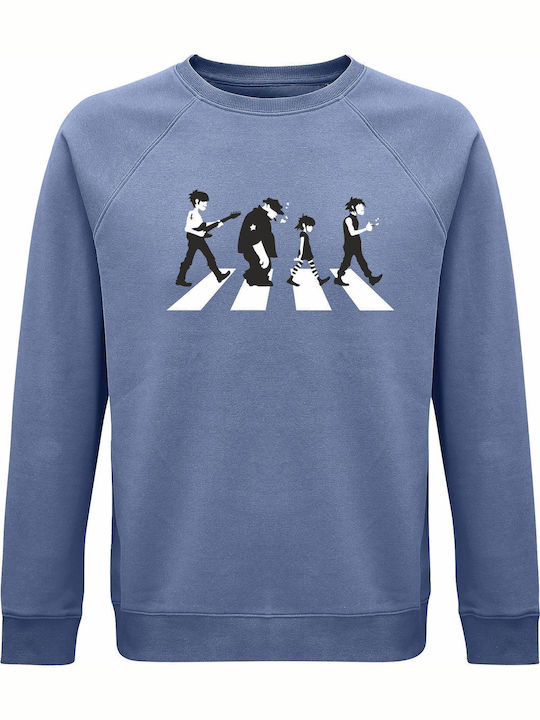 Bio-Unisex Sweatshirt Gorillaz On Abbey Road Blau