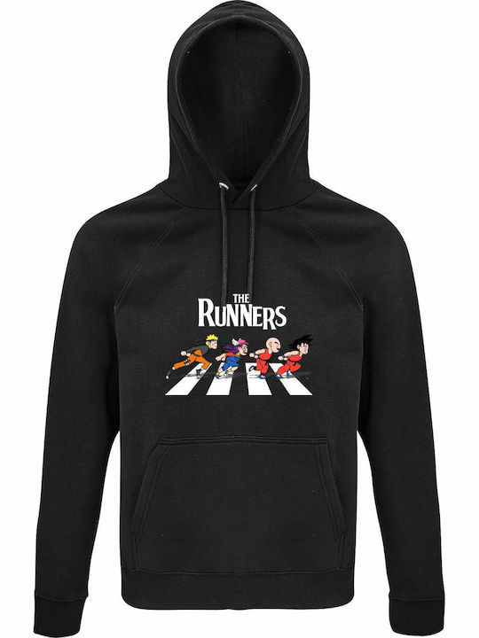 Hoodie Organic Unisex " Runners Naruto Dragonball Anime Manga " Black