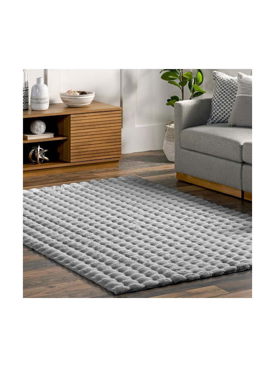 To megalo pazari Non-Slip Rug Rectangular Furry Grey 120x180cm