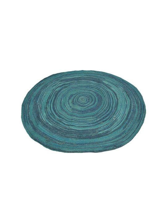 Pakketo Bluar Living Room Rug Rectangular Summer Jute Petrol Blue 150x150cm