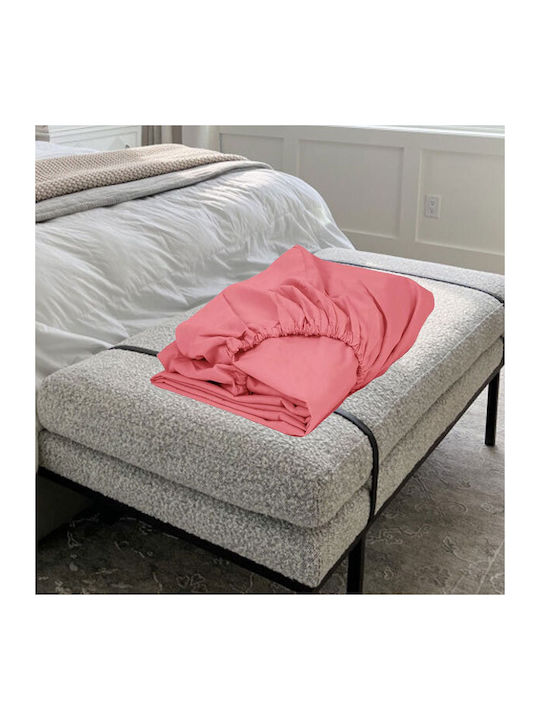 Το μεγάλο παζάρι Il-line Σεντόνι King Size με Λάστιχο 180x200+30εκ. Μονόχρωμο Κοραλί