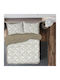 To megalo pazari Il-line Set Bed Sheets Double 240x260cm Beige - Olive (4 Pieces)
