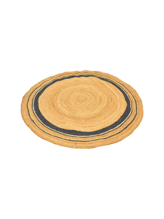 Pakketo Regaleto Handmade Round Summer Rug from Jute Black Φ150cm