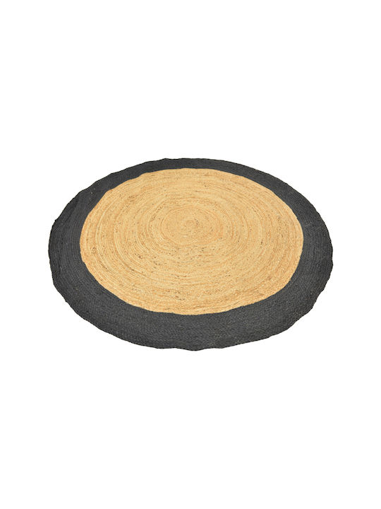 Pakketo Tefeton Handmade Round Summer Rug from Jute Black Φ150cm