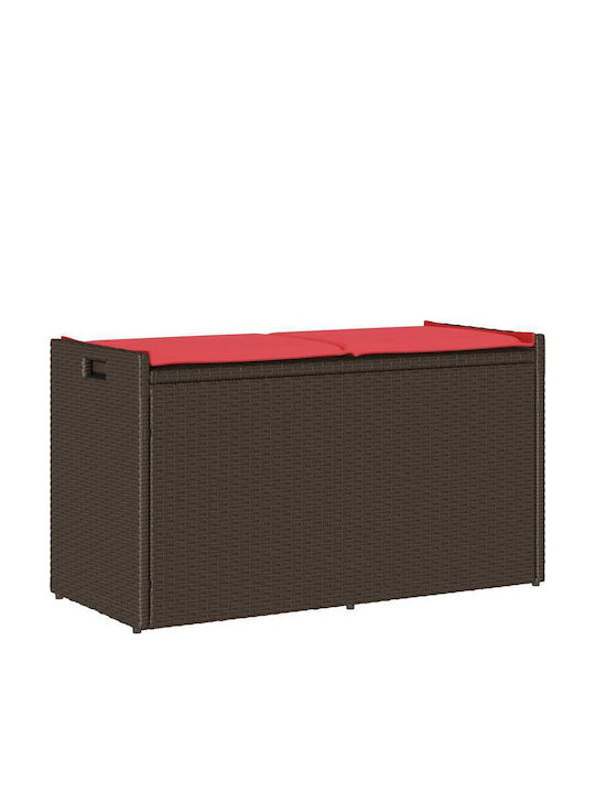 Rattan Gartenbank mit Truhe und Kissen