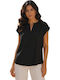 Women's Blouse with V-Neck Black