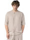Short Sleeve Shirt In Wide Line Beige