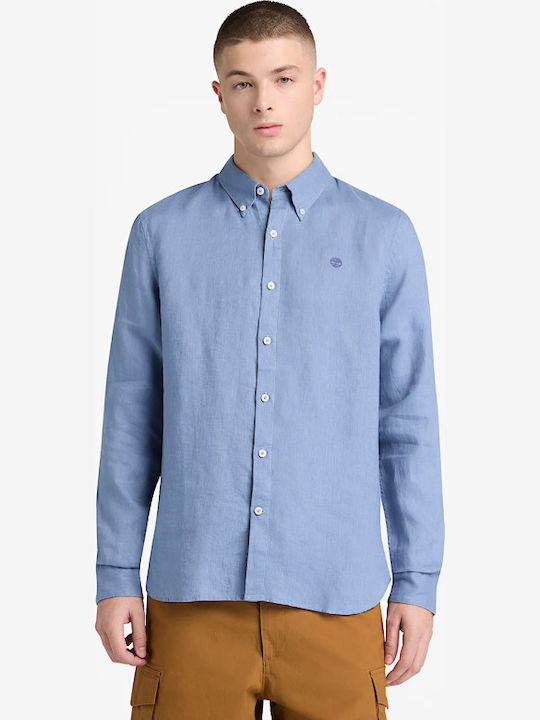 Timberland Long Sleeve Linen Shirt Blue