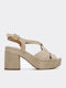 Damen Sandalen Mit Leder Beigen