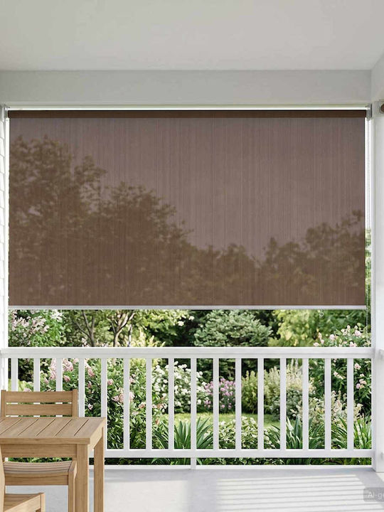 vidaXL Side Sunshade Roller for Terrace with LEDs Brown 2.2x2.3m