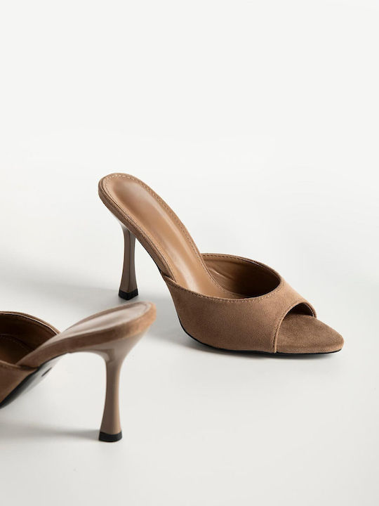 Bozikis Suede Damen Pantoletten mit Dünnem Hoch...