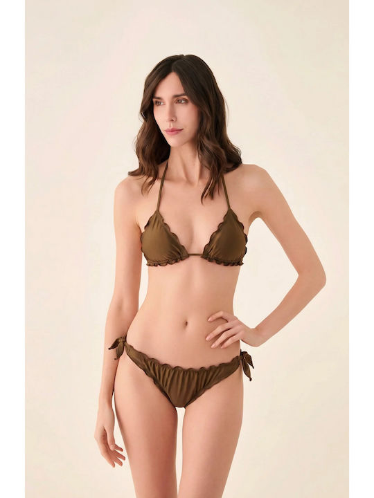 Fru Fru Set Bikini Τριγωνάκι Καφέ