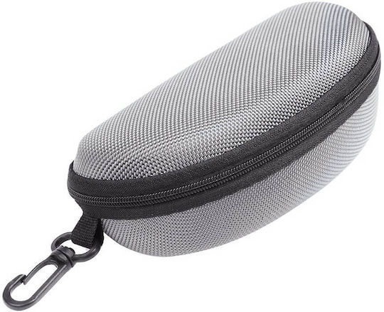 Glasses Case Zipper Pouch Carabiner Silver Color