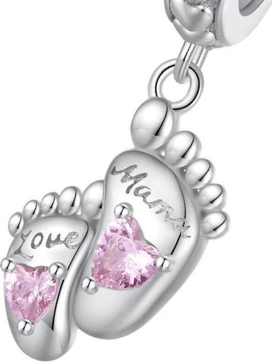 Pandora Charms Pendant Charms Heart Footprints 925 Silver Charms Trusky