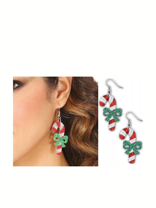 Guirca Christmas Hanging Candy Cane Earrings Bow 2pcs