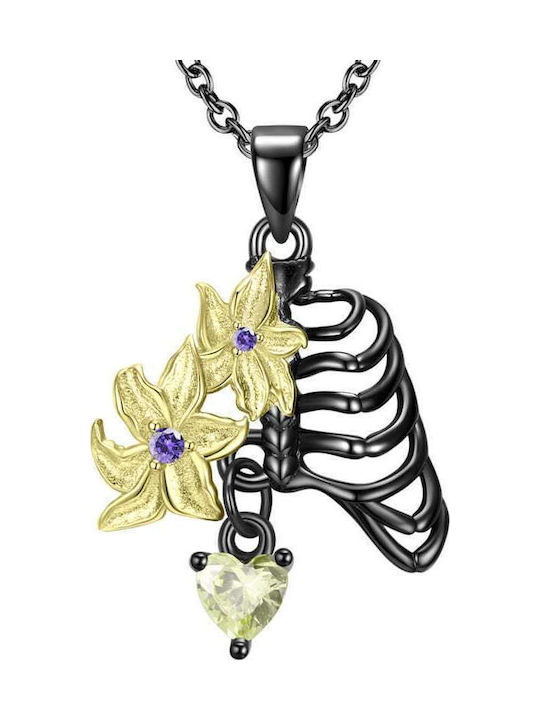 Silver 925 Chain Necklace Rib Flowers Fashion Trusky