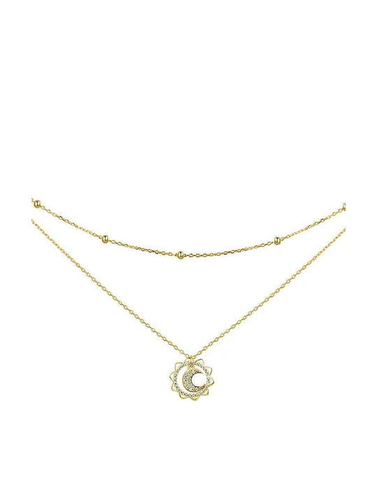 Trusky Gold Moon Necklace Silver Chain Necklace S925