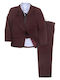 Online Baptism Suit with Vest for Boy Burgundy