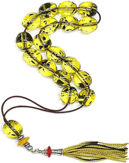Roloi Komboloi Worry Beads with 17 Beads Length 33cm Yellow