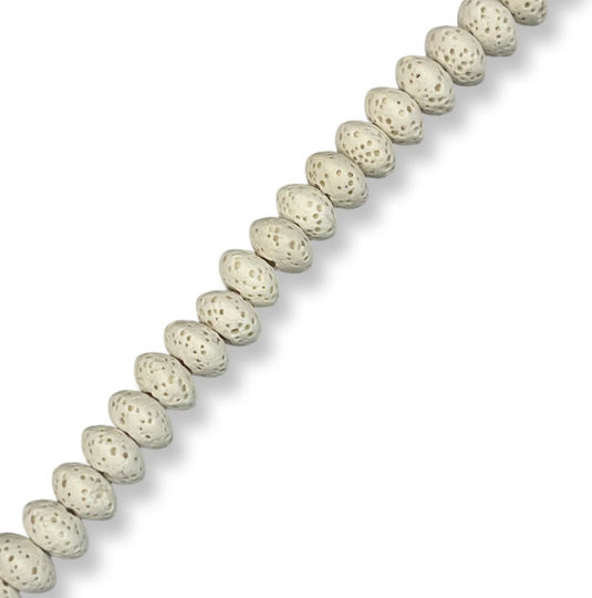 Natural Lava Oval Disc 8x5mm Beige – Hole 2mm – Length 20cm 39 Beads