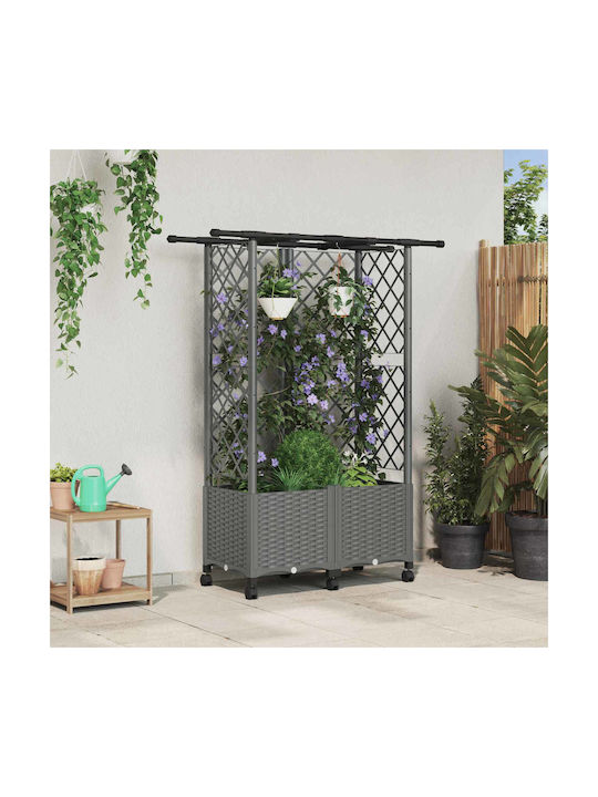 vidaXL Кутия За Саксии Пластмасова Светлосива 124x40x142см