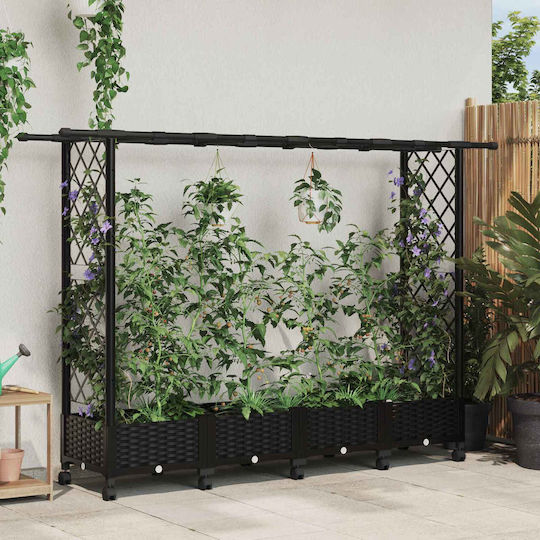 vidaXL Пластмасова Кутия За Саксии Черна 203x40x127см