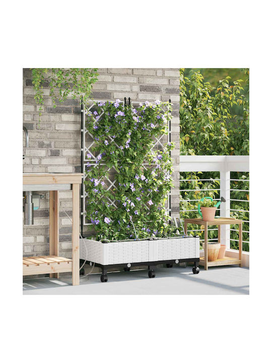 vidaXL Set 2 Planter Box-uri Din Plastic Albe