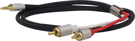 Dynavox 3,5mm Klinkenkabel mit 2x RCA-Stecker Schwarz 1,5m