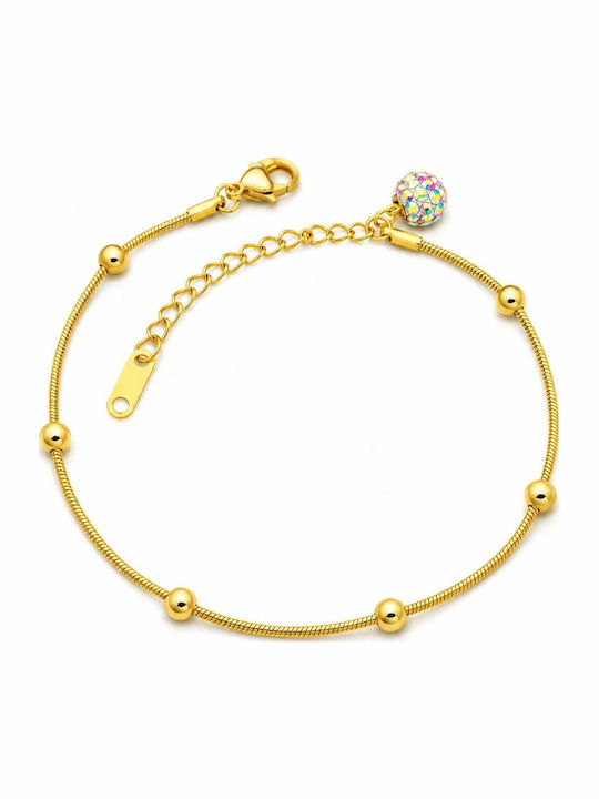 Charmy Vergoldetes Fußarmband aus Stahl mit Zirkon 22cm