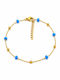 Charmy Gold Plated Steel Anklet Light Blue 22cm