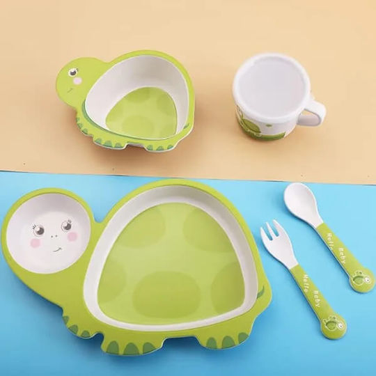 Baby Cloud Σετ Φαγητού από Bamboo Ροζ 5τμχ για 6+ μηνών