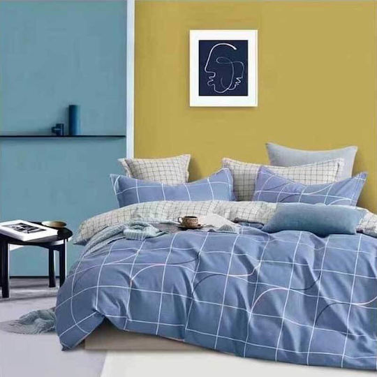 To megalo pazari Set Huse Pentru Pilote 100% Bumbac 160x240cm Simplă Cu Față De Pernă Albastru Deschis