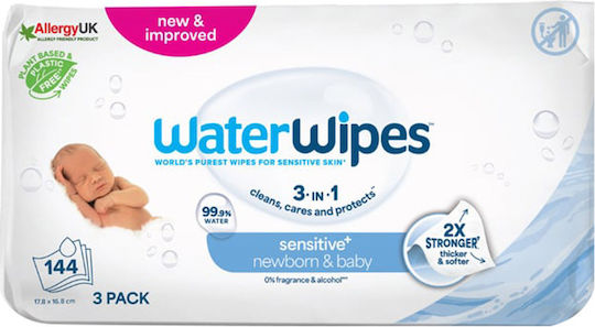WaterWipes Бебешки Кърпички с 99.9% Вода Без Аромат Алкохол и Парабени 3x48 Бройки