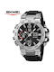 Digital Men's Battery Watch with Black Leather Strap
