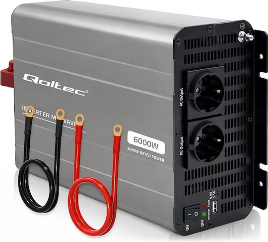 Qoltec Qoltec Ms Wave Power Inverter 12v To 230v 3000/6000w Usb Compatible Lifepo4 Gel Agm