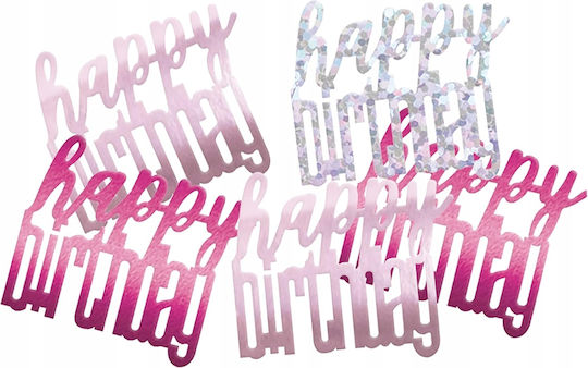 Decorative Confetti Happy Birthday Pink Silver Birthday 14g