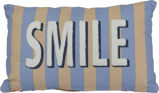 Kaemingk Throw Pillow Smile Ecru-Blue 30x50cm