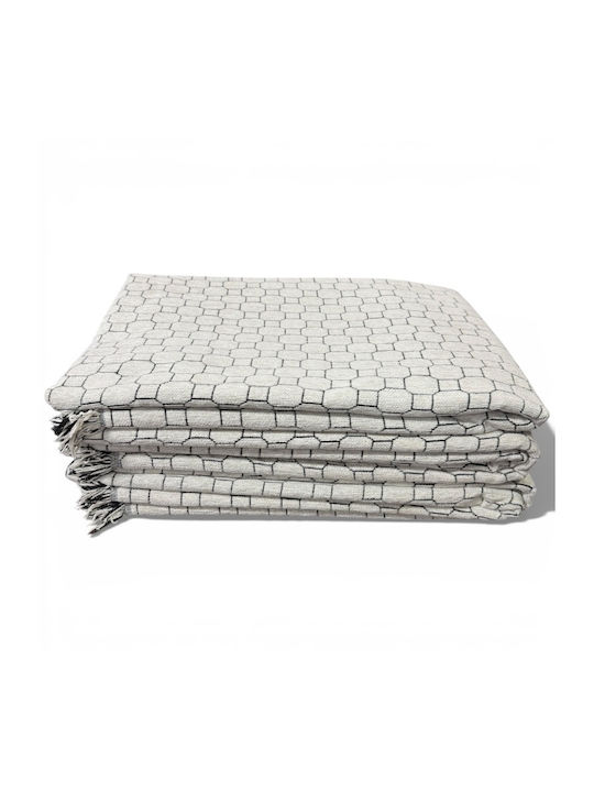 To megalo pazari Throws Set 3 Pcs Chenille White-Black