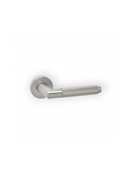 Best Design Front Door Lever with Rosette 401 Pair Nickel Matte