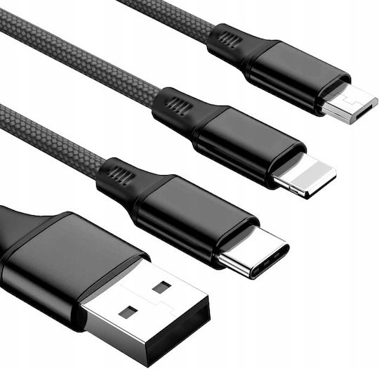 3-in-1 Cable Iphone Micro Usb Type-c Koanni Kb13_black