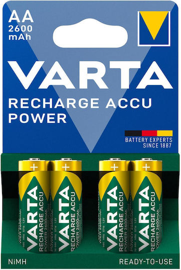 Varta Power Aa 2600mah Nimh Rechargeable Battery Regular Size 4pcs