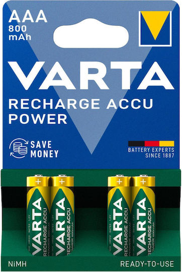 Varta Power Aaa 800mah Nimh Rechargeable Battery Small Cells 4pcs