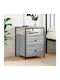 Wooden Bedside Table with Metal Legs Grey 44x45x60cm