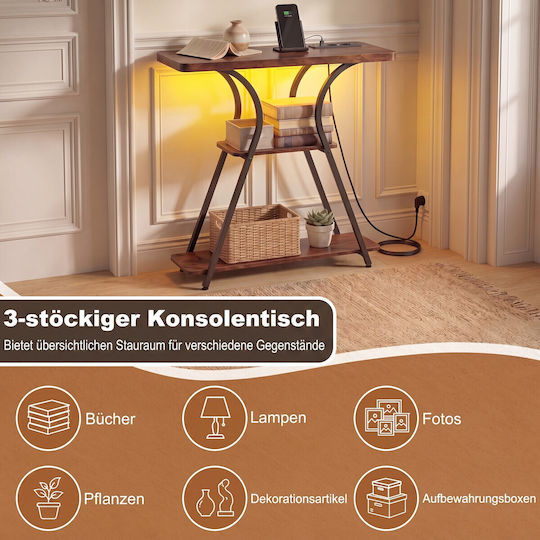 Console Table from Wood & Metal Brown L81.5xW30.5xH79.5cm Console Table from Wood & Metal Brown L81.5xW30.5xH79.5cm