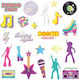 Retro Disco 80s Washable Tattoos Party Birthday Carnival Mix 23pcs