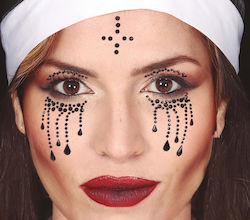 3d Crystal Face Stickers Tears Nun