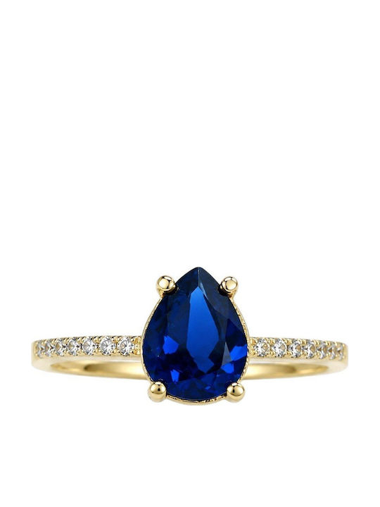 Single Stone Ring From 14K Gold With Zircon