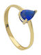 Mentzos Single Stone Ring From 14K Gold With Sapphire