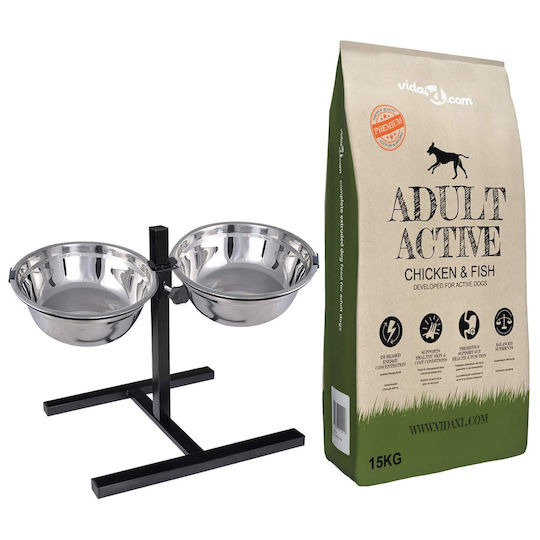 vidaXL Stainless Steel Food Bowl for Dog 2 x 4.1L 10cm