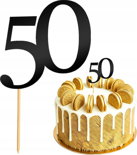 Decoratiune Cake Topper Număr 50 Cifru Ziua De Naștere Aniversare Negru